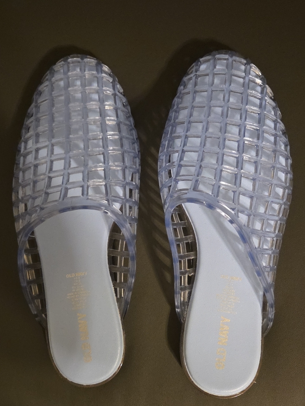 Old Navy Light Blue Transparent Grid Slide Mules